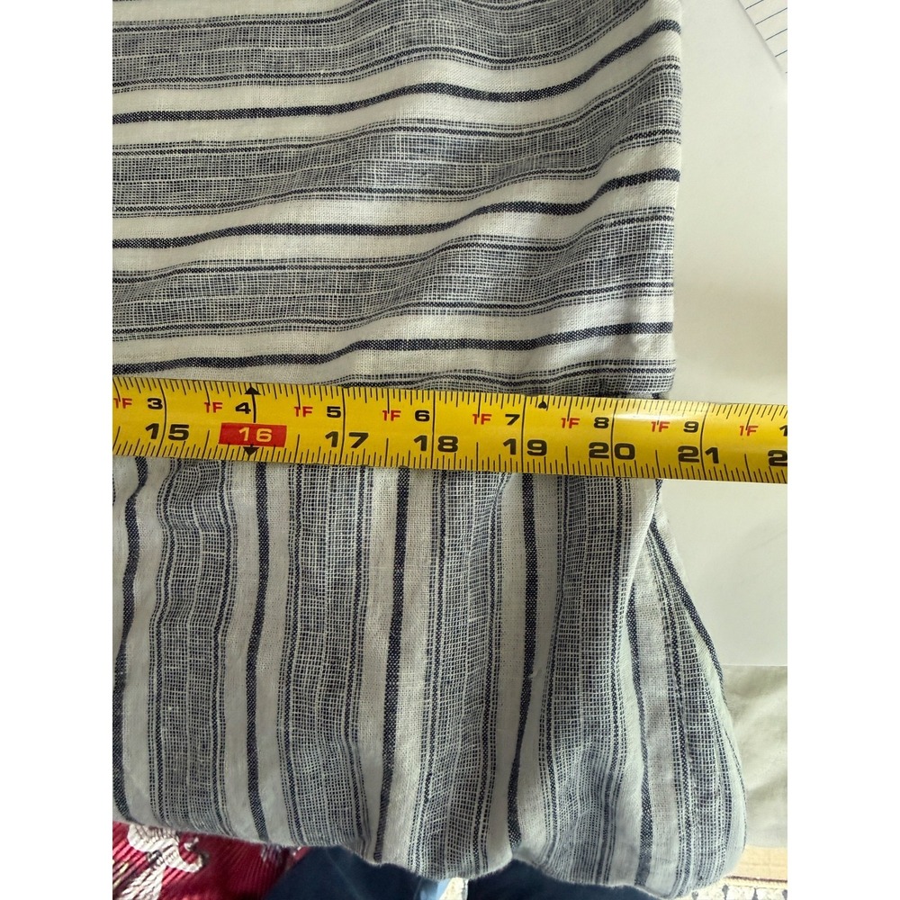 Beach Lunch Lounge Blue stripe Linen Cotton blend Romper Sz XL Coastal Nautical - Picture 10 of 13